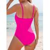 imageAleumdr Womens One Piece Swimsuit Ruched Tummy Control Bathing Suit Square Neck Push Up SwimwearRose Red