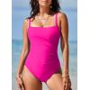 imageAleumdr Womens One Piece Swimsuit Ruched Tummy Control Bathing Suit Square Neck Push Up SwimwearRose Red