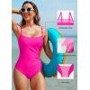 imageAleumdr Womens One Piece Swimsuit Ruched Tummy Control Bathing Suit Square Neck Push Up SwimwearRose Red