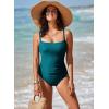 imageAleumdr Womens One Piece Swimsuit Ruched Tummy Control Bathing Suit Square Neck Push Up SwimwearSea Green