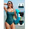 imageAleumdr Womens One Piece Swimsuit Ruched Tummy Control Bathing Suit Square Neck Push Up SwimwearSea Green