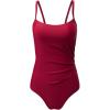 imageAleumdr Womens One Piece Swimsuit Ruched Tummy Control Bathing Suit Square Neck Push Up SwimwearBurgundy
