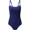 imageAleumdr Womens One Piece Swimsuit Ruched Tummy Control Bathing Suit Square Neck Push Up SwimwearNavy Blue
