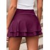 imageAleumdr Womens 3quot Swim Skirt High Waisted Ruched Swimsuit Bottom Tankini Bikini Bottom with PocketsViolet Purple