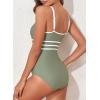 imageAleumdr Womens Color Block One Piece Athletic Swimsuit Sports Tummy Control Cheeky High Cut Bathing SuitsGreen