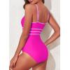imageAleumdr Womens Color Block One Piece Athletic Swimsuit Sports Tummy Control Cheeky High Cut Bathing SuitsHot Pink