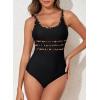 imageAleumdr Womens Color Block One Piece Athletic Swimsuit Sports Tummy Control Cheeky High Cut Bathing SuitsLeopard Black