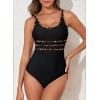 imageAleumdr Womens Color Block One Piece Athletic Swimsuit Sports Tummy Control Cheeky High Cut Bathing SuitsLeopard Black
