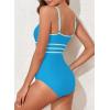 imageAleumdr Womens Color Block One Piece Athletic Swimsuit Sports Tummy Control Cheeky High Cut Bathing SuitsLight Blue