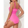 imageAleumdr Womens Color Block One Piece Athletic Swimsuit Sports Tummy Control Cheeky High Cut Bathing SuitsPink