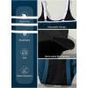imageAleumdr Womens Color Block One Piece Athletic Swimsuit Sports Tummy Control Cheeky High Cut Bathing SuitsSail Blue