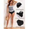 imageAleumdr Womens Blouson Tankini Swimsuits Athletic Two Piece Strappy Tummy Control Bathing Suits with BottomsBlack