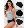 imageAleumdr Womens Blouson Tankini Swimsuits Athletic Two Piece Strappy Tummy Control Bathing Suits with BottomsBlack Stripe