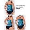 imageAleumdr Womens Blouson Tankini Swimsuits Athletic Two Piece Strappy Tummy Control Bathing Suits with BottomsBlue Leaf
