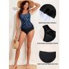 imageAleumdr Womens Blouson Tankini Swimsuits Athletic Two Piece Strappy Tummy Control Bathing Suits with BottomsBlue Printed