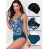 imageAleumdr Womens Blouson Tankini Swimsuits Athletic Two Piece Strappy Tummy Control Bathing Suits with BottomsFloral Blue