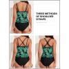 imageAleumdr Womens Blouson Tankini Swimsuits Athletic Two Piece Strappy Tummy Control Bathing Suits with BottomsFloral Green