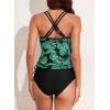 imageAleumdr Womens Blouson Tankini Swimsuits Athletic Two Piece Strappy Tummy Control Bathing Suits with BottomsFloral Green