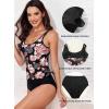 imageAleumdr Womens Blouson Tankini Swimsuits Athletic Two Piece Strappy Tummy Control Bathing Suits with BottomsFlower Printed