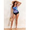 imageAleumdr Womens Blouson Tankini Swimsuits Athletic Two Piece Strappy Tummy Control Bathing Suits with BottomsSky Blue Printed