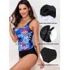 imageAleumdr Womens Blouson Tankini Swimsuits Athletic Two Piece Strappy Tummy Control Bathing Suits with BottomsSky Blue Printed