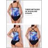 imageAleumdr Womens Blouson Tankini Swimsuits Athletic Two Piece Strappy Tummy Control Bathing Suits with BottomsSky Blue Printed