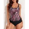 imageAleumdr Womens Blouson Tankini Swimsuits Athletic Two Piece Strappy Tummy Control Bathing Suits with BottomsStriped Red