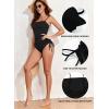 imageAleumdr Womens Ribbed One Piece Tummy Control Swimsuit Cheeky Tie Side High Cut Bathing Suit SwimwearBlack