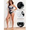 imageAleumdr Womens Ribbed One Piece Tummy Control Swimsuit Cheeky Tie Side High Cut Bathing Suit SwimwearBlack Floral