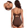 imageAleumdr Womens Ribbed One Piece Tummy Control Swimsuit Cheeky Tie Side High Cut Bathing Suit SwimwearCoffee