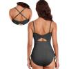 imageAleumdr Womens Ribbed One Piece Tummy Control Swimsuit Cheeky Tie Side High Cut Bathing Suit SwimwearDark Grey