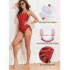 imageAleumdr Womens Ribbed One Piece Tummy Control Swimsuit Cheeky Tie Side High Cut Bathing Suit SwimwearFiery Red