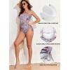 imageAleumdr Womens Ribbed One Piece Tummy Control Swimsuit Cheeky Tie Side High Cut Bathing Suit SwimwearFloral Blue