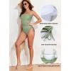 imageAleumdr Womens Ribbed One Piece Tummy Control Swimsuit Cheeky Tie Side High Cut Bathing Suit SwimwearGreen