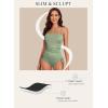 imageAleumdr Womens Ribbed One Piece Tummy Control Swimsuit Cheeky Tie Side High Cut Bathing Suit SwimwearGreen