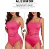 imageAleumdr Womens Ribbed One Piece Tummy Control Swimsuit Cheeky Tie Side High Cut Bathing Suit SwimwearHot Pink