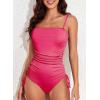 imageAleumdr Womens Ribbed One Piece Tummy Control Swimsuit Cheeky Tie Side High Cut Bathing Suit SwimwearHot Pink
