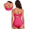 imageAleumdr Womens Ribbed One Piece Tummy Control Swimsuit Cheeky Tie Side High Cut Bathing Suit SwimwearHot Pink