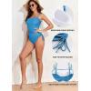 imageAleumdr Womens Ribbed One Piece Tummy Control Swimsuit Cheeky Tie Side High Cut Bathing Suit SwimwearLight Blue