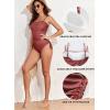 imageAleumdr Womens Ribbed One Piece Tummy Control Swimsuit Cheeky Tie Side High Cut Bathing Suit SwimwearMineral Red