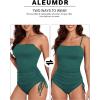 imageAleumdr Womens Ribbed One Piece Tummy Control Swimsuit Cheeky Tie Side High Cut Bathing Suit SwimwearMist Green