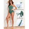 imageAleumdr Womens Ribbed One Piece Tummy Control Swimsuit Cheeky Tie Side High Cut Bathing Suit SwimwearMist Green
