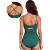 imageAleumdr Womens Ribbed One Piece Tummy Control Swimsuit Cheeky Tie Side High Cut Bathing Suit SwimwearMist Green