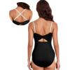 imageAleumdr Womens Ribbed One Piece Tummy Control Swimsuit Cheeky Tie Side High Cut Bathing Suit SwimwearStripe Black