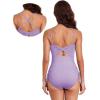 imageAleumdr Womens Ribbed One Piece Tummy Control Swimsuit Cheeky Tie Side High Cut Bathing Suit SwimwearWisteria Purple