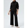 imageAleumdr Women 2 Piece Sweatsuit Casual Long Sleeve Half Zip Tracksuits Hoodies and Wide Legs Sweatpangts with PocketsBlack