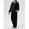 imageAleumdr Women 2 Piece Sweatsuit Casual Long Sleeve Half Zip Tracksuits Hoodies and Wide Legs Sweatpangts with PocketsBlack
