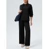 imageAleumdr Women 2 Piece Sweatsuit Casual Long Sleeve Half Zip Tracksuits Hoodies and Wide Legs Sweatpangts with PocketsBlack