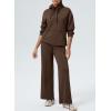 imageAleumdr Women 2 Piece Sweatsuit Casual Long Sleeve Half Zip Tracksuits Hoodies and Wide Legs Sweatpangts with PocketsDark Brown