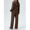 imageAleumdr Women 2 Piece Sweatsuit Casual Long Sleeve Half Zip Tracksuits Hoodies and Wide Legs Sweatpangts with PocketsDark Brown